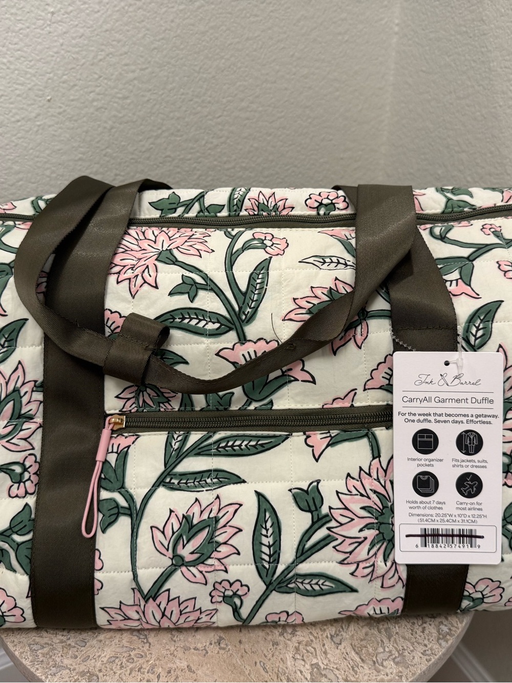 Pink Floral CarryAll Garment Duffle